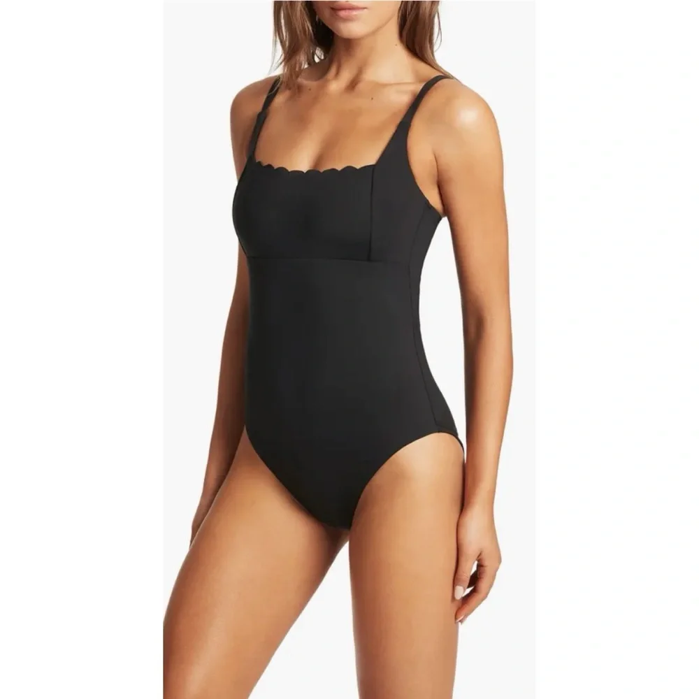 SEA LEVEL Scalloped Square Neck One-Piece Swimsuit 💖NWT💖IN STORES💖